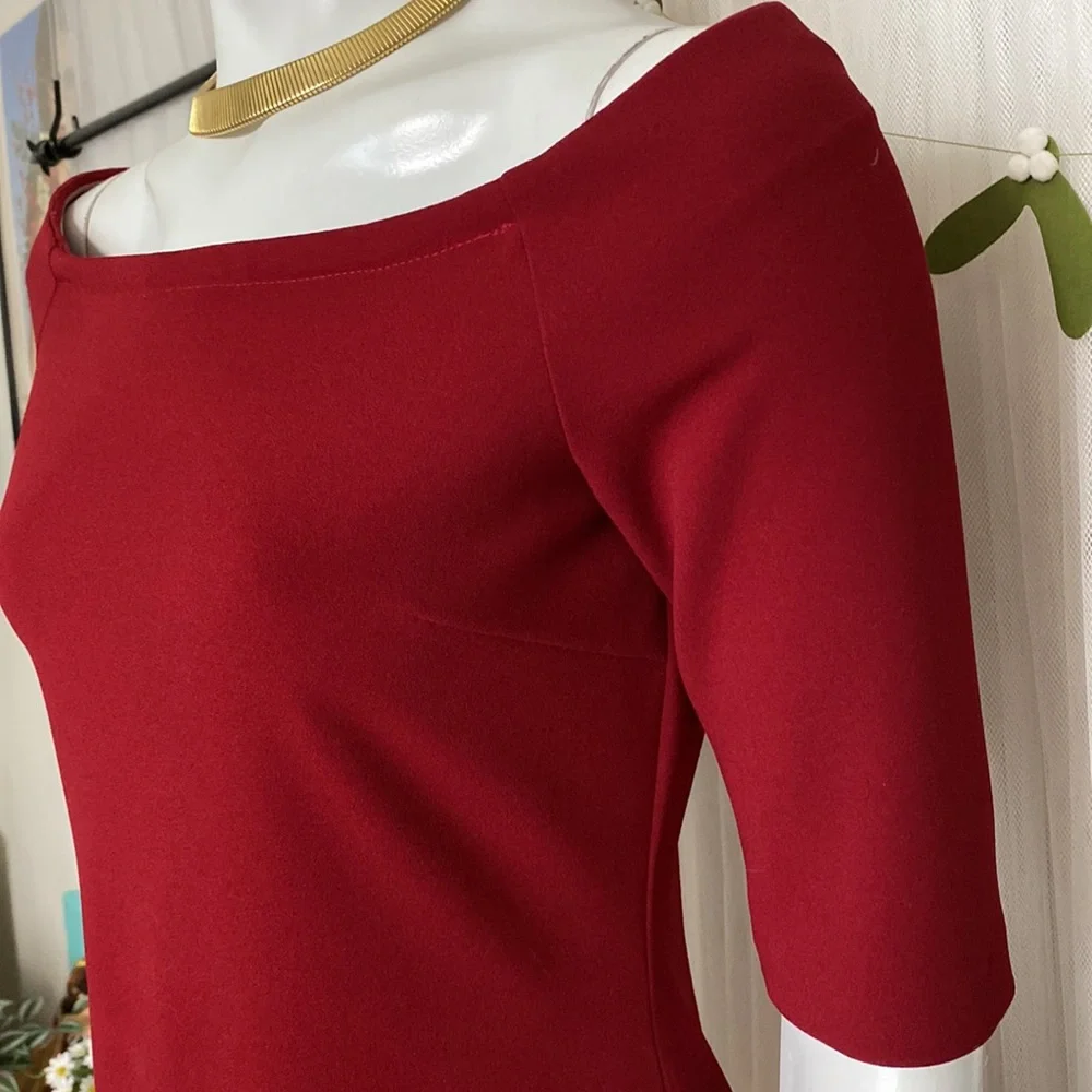 Rinascimento sheath dress scuba crepe, stretchy, 1/4 sleeves body contour Size S - Picture 7 of 15